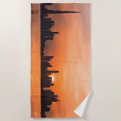 Zonsondergang boven een badplaats - waterverf strandlaken (Voorkant)