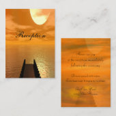 Zonsondergang boven een dok bruiloft informatiekaartje (Voorkant / Achterkant)