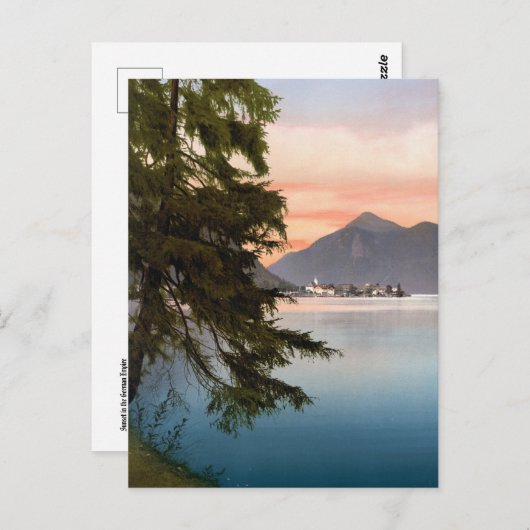 Zonsondergang boven een Duits meer Briefkaart (Voorkant / Achterkant)