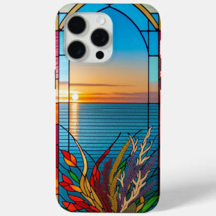 Zonsondergang boven een rotsachtige kustlijn iPhone 15 pro max hoesje