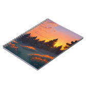 Zonsondergang boven een serene dennenbos notitieboek (Linkerzijde)