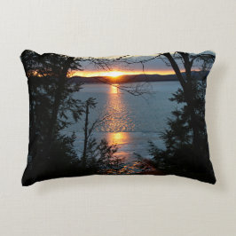 Zonsondergang boven Forest Lake Sierkussen Accent Kussen