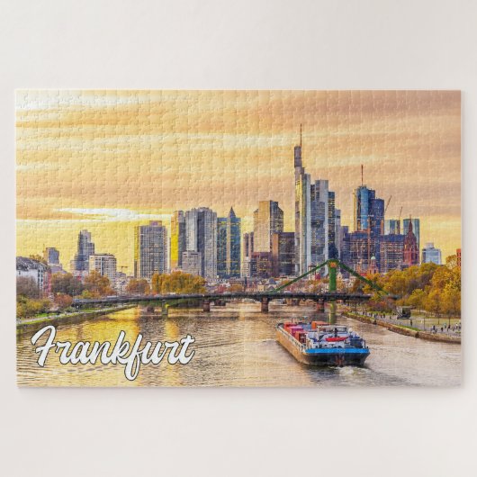 Zonsondergang boven Frankfurt, Duitsland Legpuzzel (Horizontaal)