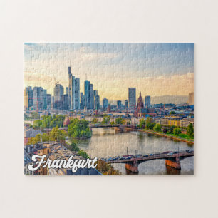 Zonsondergang boven Frankfurt, Duitsland Legpuzzel