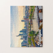 Zonsondergang boven Frankfurt, Duitsland Legpuzzel (Verticaal)