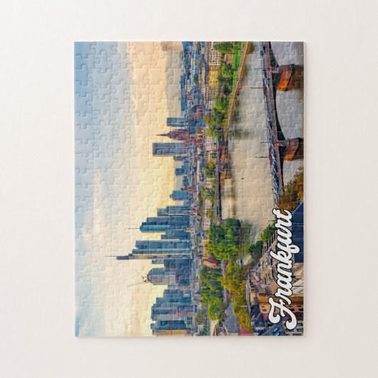 Zonsondergang boven Frankfurt, Duitsland Legpuzzel (Verticaal)