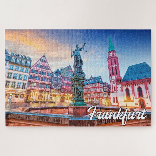 Zonsondergang boven Frankfurt, Duitsland Legpuzzel (Horizontaal)