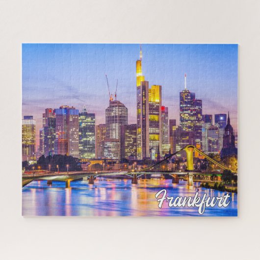 Zonsondergang boven Frankfurt, Duitsland Legpuzzel (Horizontaal)