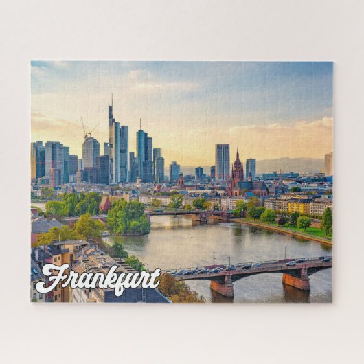 Zonsondergang boven Frankfurt, Duitsland Legpuzzel (Horizontaal)