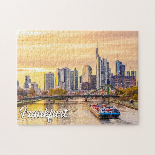 Zonsondergang boven Frankfurt, Duitsland Legpuzzel (Horizontaal)