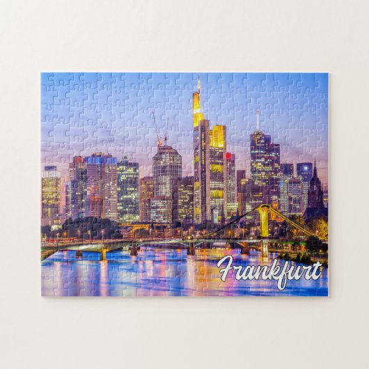 Zonsondergang boven Frankfurt, Duitsland Legpuzzel (Horizontaal)