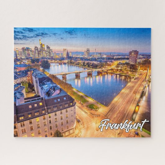 Zonsondergang boven Frankfurt, Duitsland Legpuzzel (Horizontaal)