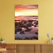 Zonsondergang boven getijdenpoelen canvas afdruk (Insitu (Woonkamer))