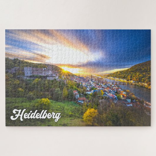 Zonsondergang boven Heidelberg, Duitsland Legpuzzel (Horizontaal)