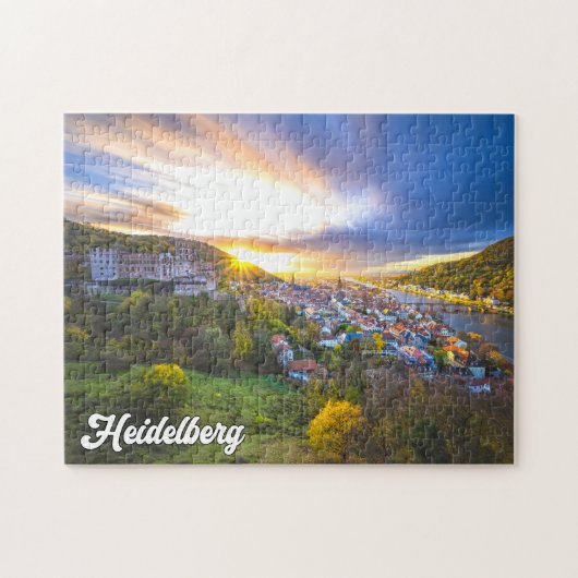 Zonsondergang boven Heidelberg, Duitsland Legpuzzel (Horizontaal)