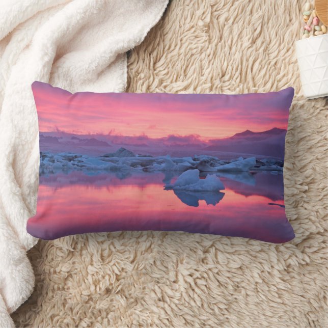 Zonsondergang boven het gletsjermeer Jokulsarlon Kussen (Deken)