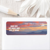 Zonsondergang boven het Great Salt Lake, Utah Etiket (Insitu)