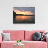 Zonsondergang boven het meer Marion - B&W Canvas (Insitu (Woonkamer))