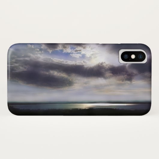 Zonsondergang boven het meer waterverf schilderij Case-Mate iPhone case (Achterkant (horizontaal))