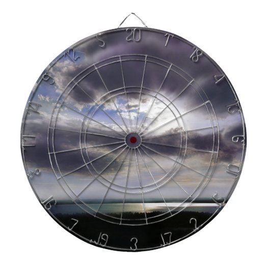 Zonsondergang boven het meer waterverf schilderij dartbord (Voorkant)