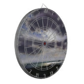 Zonsondergang boven het meer waterverf schilderij dartbord (Voorkant Links)