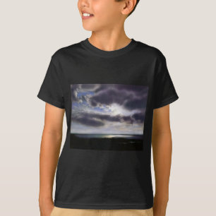 Zonsondergang boven het meer waterverf schilderij t-shirt