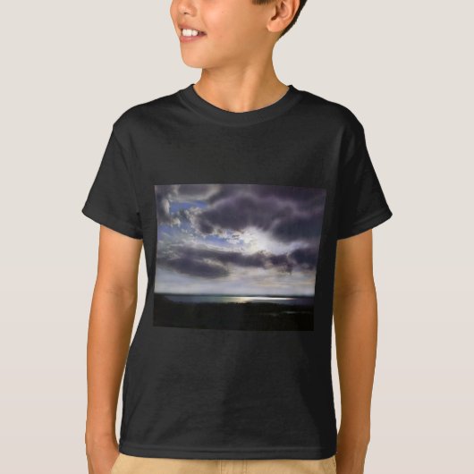 Zonsondergang boven het meer waterverf schilderij t-shirt (Voorkant)