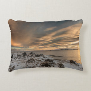 Zonsondergang boven het Mývatn-meer, IJsland Decoratief Kussen