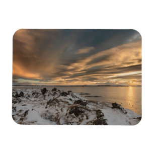 Zonsondergang boven het Mývatn-meer, IJsland Magneet