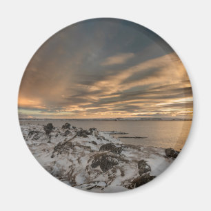 Zonsondergang boven het Mývatn-meer, IJsland Magneet