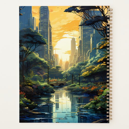 Zonsondergang boven het stadspark planner (Achterkant)