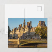 Zonsondergang boven Hotel de Ville in Parijs, Fran Briefkaart (Voorkant / Achterkant)