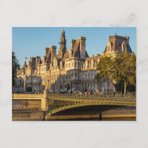 Zonsondergang boven Hotel de Ville in Parijs, Fran Briefkaart