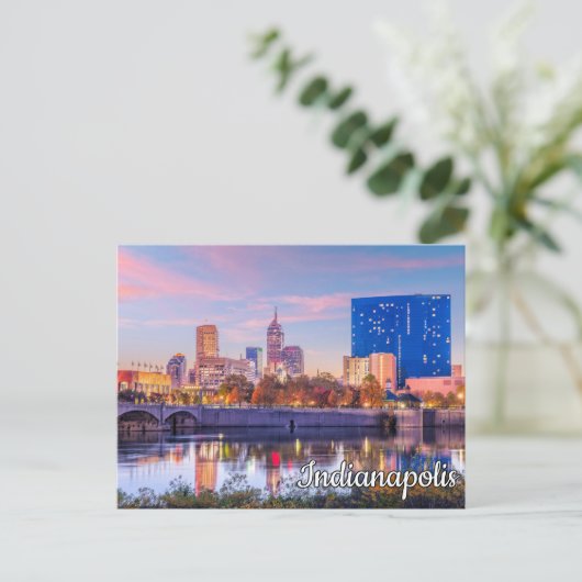 Zonsondergang boven Indianapolis, Indiana, Verenig Briefkaart (Staand voorkant)
