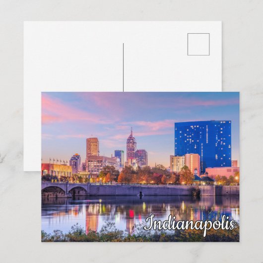 Zonsondergang boven Indianapolis, Indiana, Verenig Briefkaart (Voorkant / Achterkant)