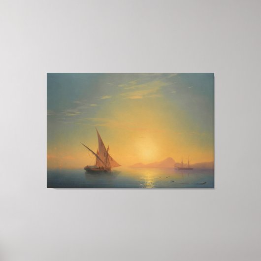 Zonsondergang boven Ischia Canvas Afdruk (Voorkant)
