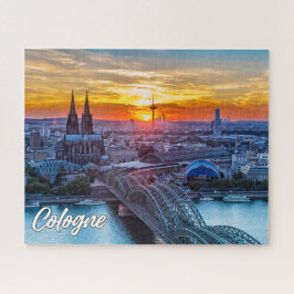 Zonsondergang boven Keulen, Duitsland Legpuzzel