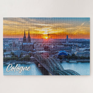 Zonsondergang boven Keulen, Duitsland Legpuzzel