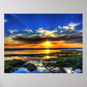 Zonsondergang boven Lake Superior Poster