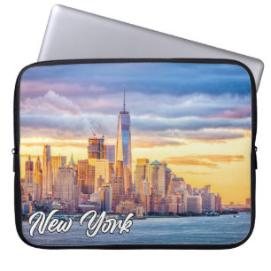 Zonsondergang boven Manhattan, New York, Verenigde Laptop Sleeve