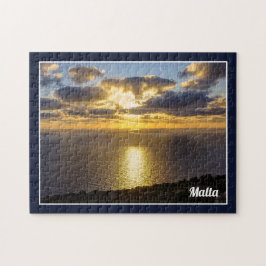 zonsondergang boven mediterraan Zee op Malta Legpuzzel