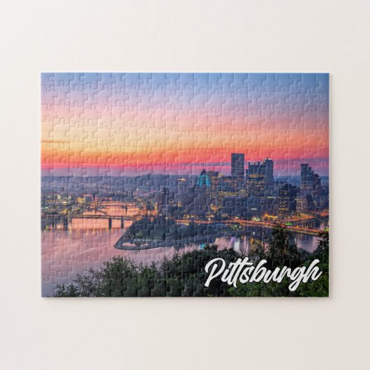 Zonsondergang boven Pittsburgh, Pennsylvania Legpuzzel (Horizontaal)