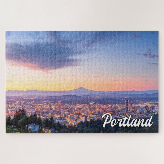 Zonsondergang boven Portland, Oregon Legpuzzel (Horizontaal)