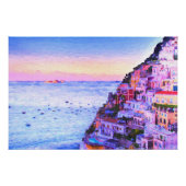 Zonsondergang boven Positano, Italië Schilderij Perfect Poster (Voorkant)