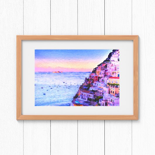 Zonsondergang boven Positano, Italië Schilderij Perfect Poster