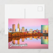 Zonsondergang boven Prachtige Indianapolis, Indian Briefkaart (Voorkant / Achterkant)