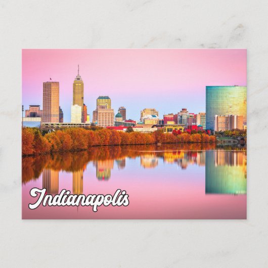 Zonsondergang boven Prachtige Indianapolis, Indian Briefkaart (Voorkant)