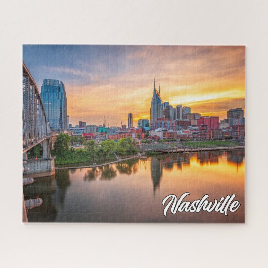 Zonsondergang boven Prachtige Nashville, Tennessee Legpuzzel (Horizontaal)