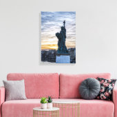 Zonsondergang boven replica van het Liberty-standb Canvas Afdruk (Insitu (Woonkamer))