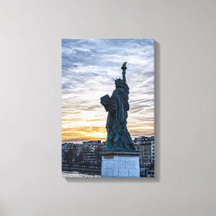 Zonsondergang boven replica van het Liberty-standb Canvas Afdruk